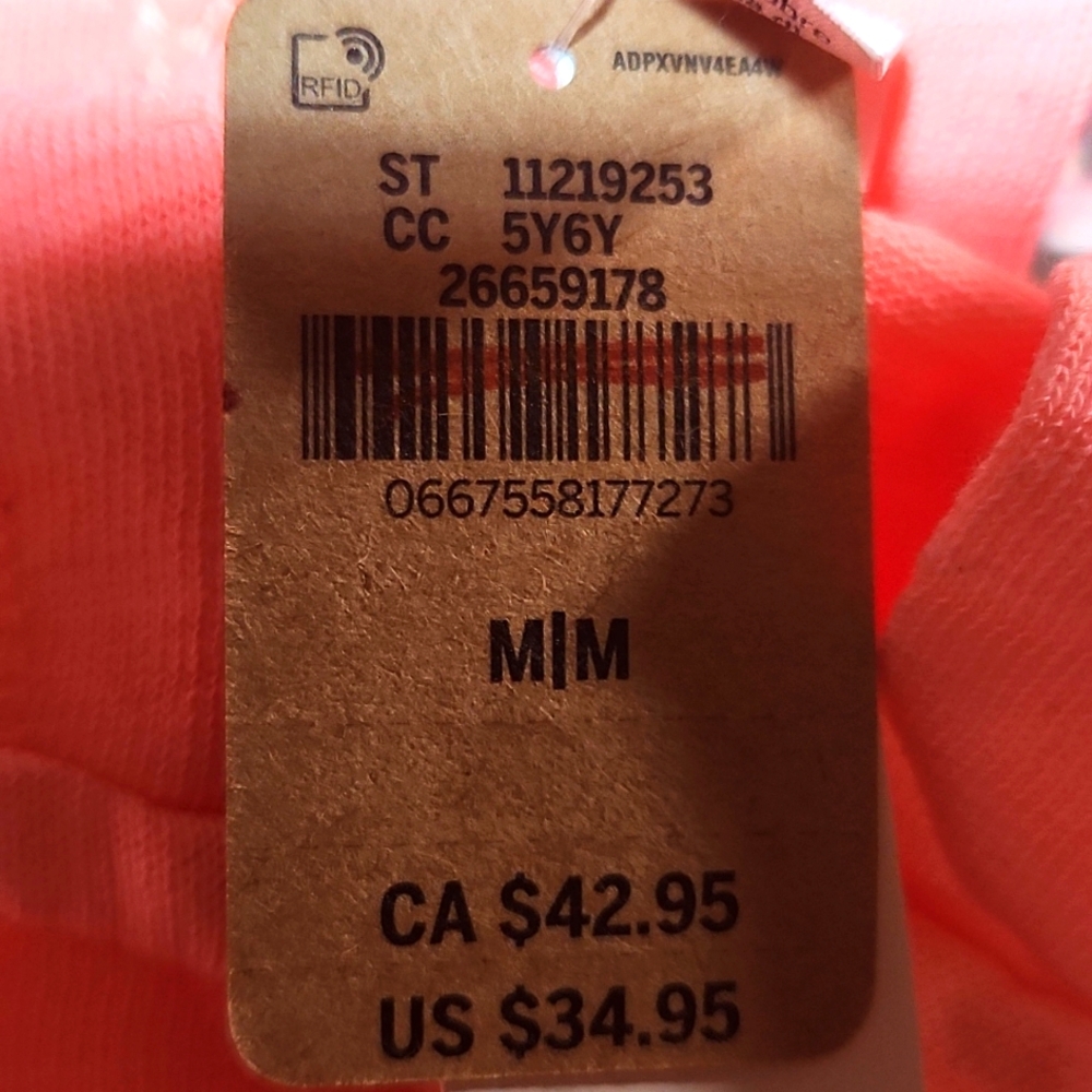 NWT PINK Zip Up Hoodie with Distressed/Unfinished Border Detailing